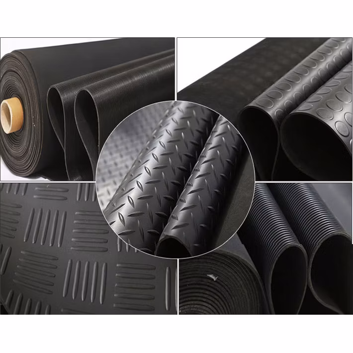 Workshop Garage Anti Slip Willow Leaf Rubber Sheet Flooring Mat