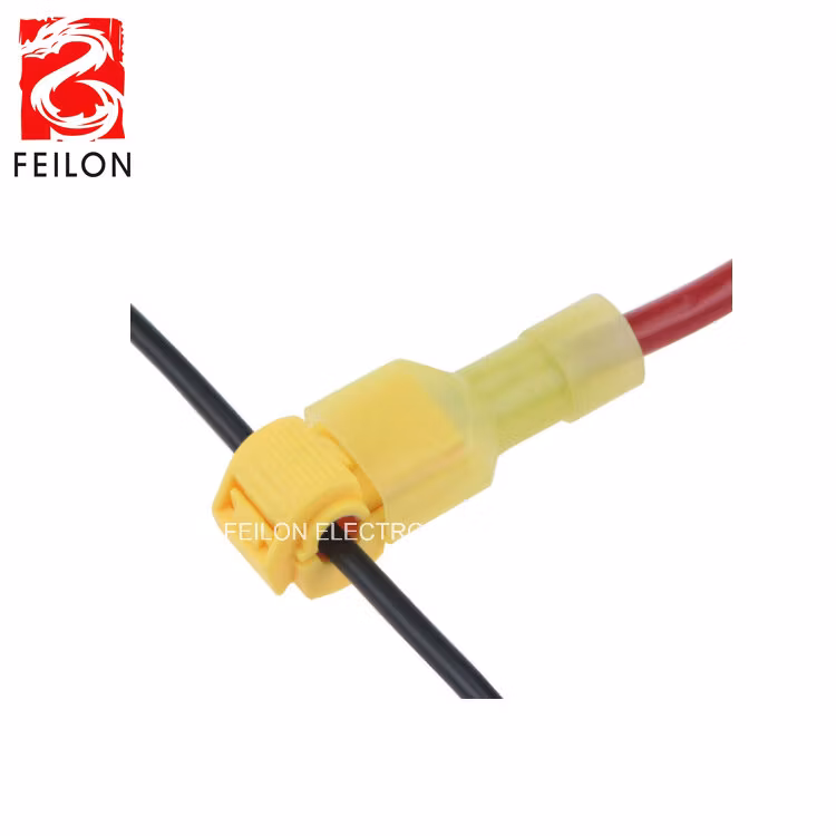 T3/T5 Yellow Color Factory Direct Main Line Branch Wiring Clip Wiring Card T-Type Free-Breaking Main Line Branch Connector 2.5-4mm2 Soft/Strand