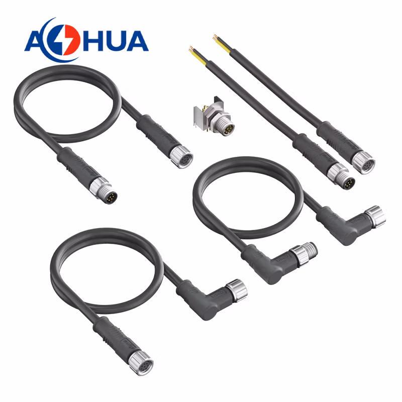 Aohua Factory Good Price with High Quality IP67 Waterproof Connector M8 Metal PCB Board Plug Solder Type 3 4 5 6 8pin Panel Connector