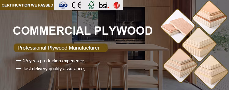 China Professional Manufacture Commercial Wood Board Wood Sheet Wall Panel Plywood Melamine Wooden Board for for Cabinet Furniture of Decoration Material