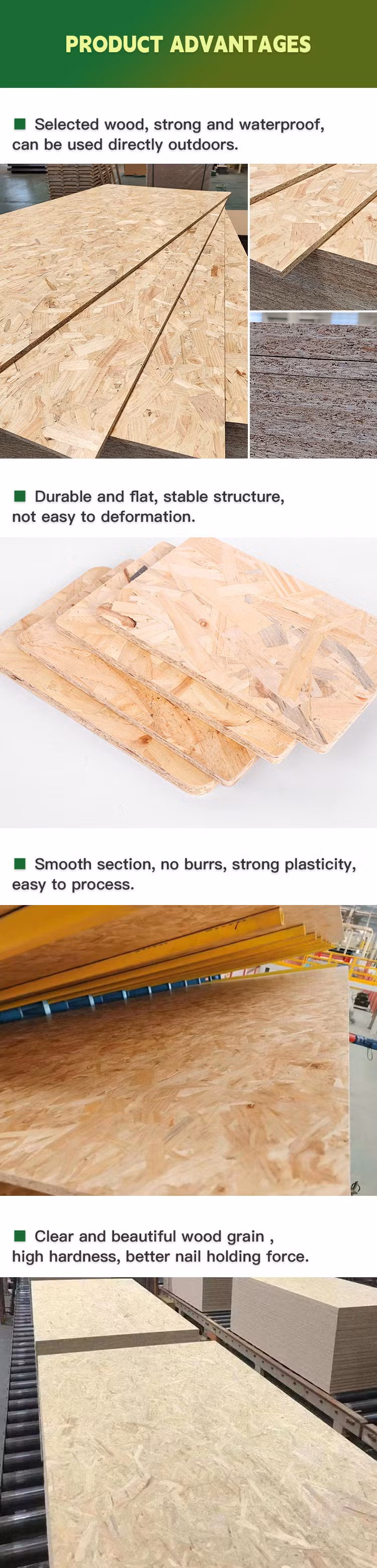OSB Board Melamine Oriented Strand Board OSB Plywood Board Construction Furniture Cabinet Plywood