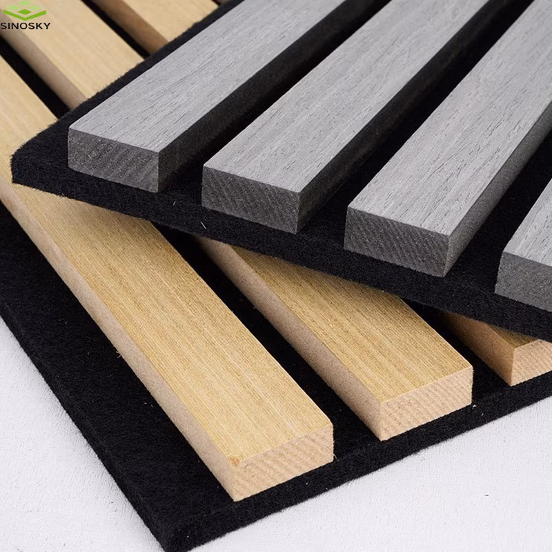Sinosky 3D Hot Fast Shipment 100% Low Price Polyester Fabric Fiber Free Samples MDF Slat Interior Decorative Wooden Wall Panel Board Acoustic Panel