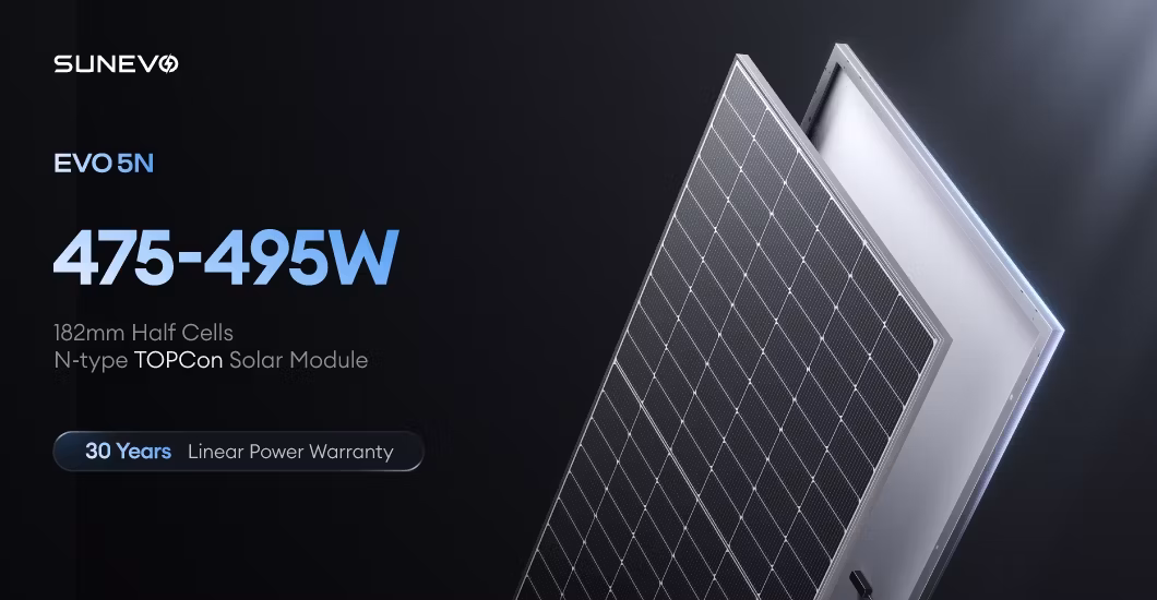 Sunevo Topcon N Type Solar Modules 480W 485W 490W Solar Industrial Panels Electricity Production