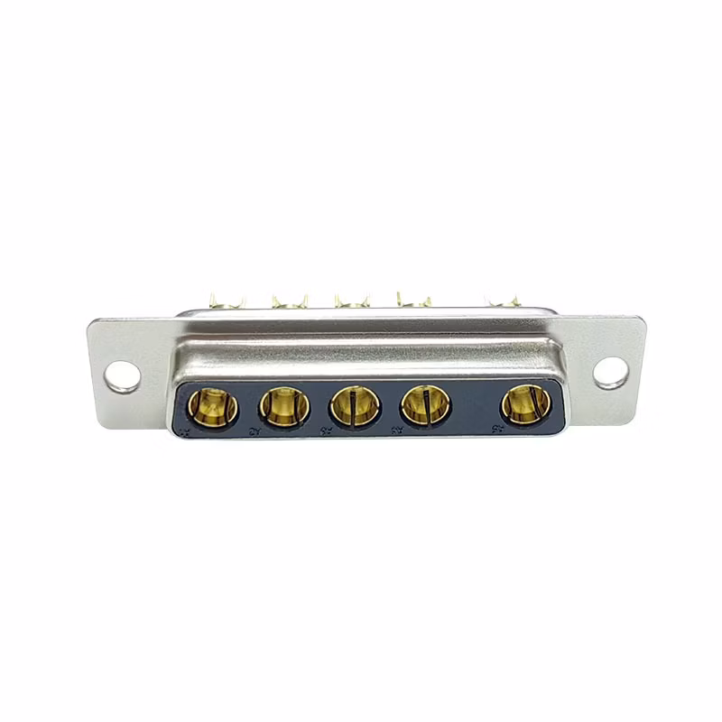 D-Type 5W5 Female Gold-Plated Needle Rectangular High-Current Connector Pure Copper Terminal Block D-SUB 5-Core Connector
