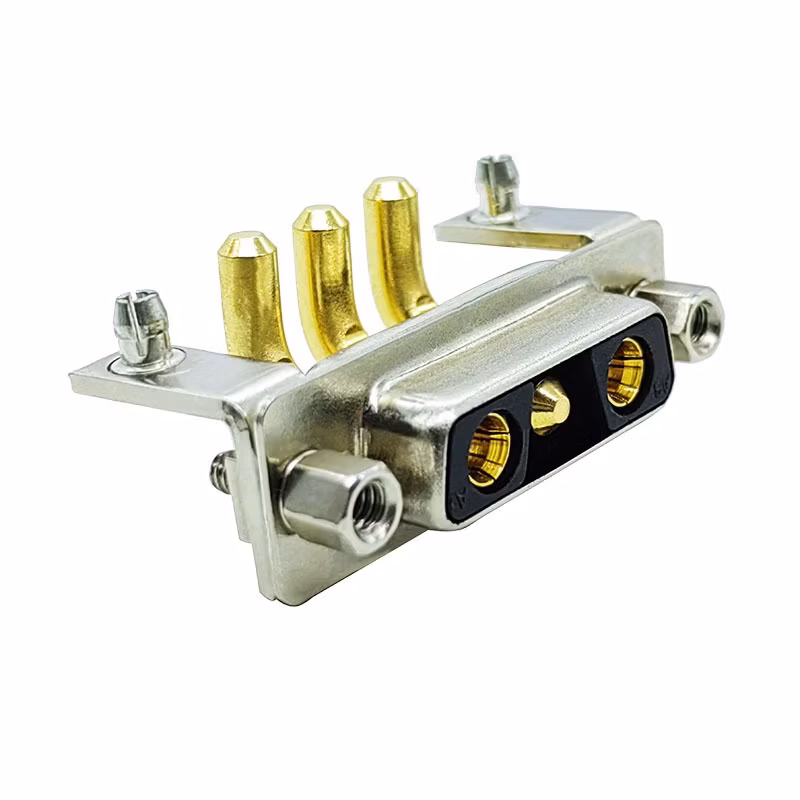 D-SUB High Current Connector 3W3 Male Female Bent Plug-in Solid Pin Gold-Plated 3-Pin Industrial PCB Connector