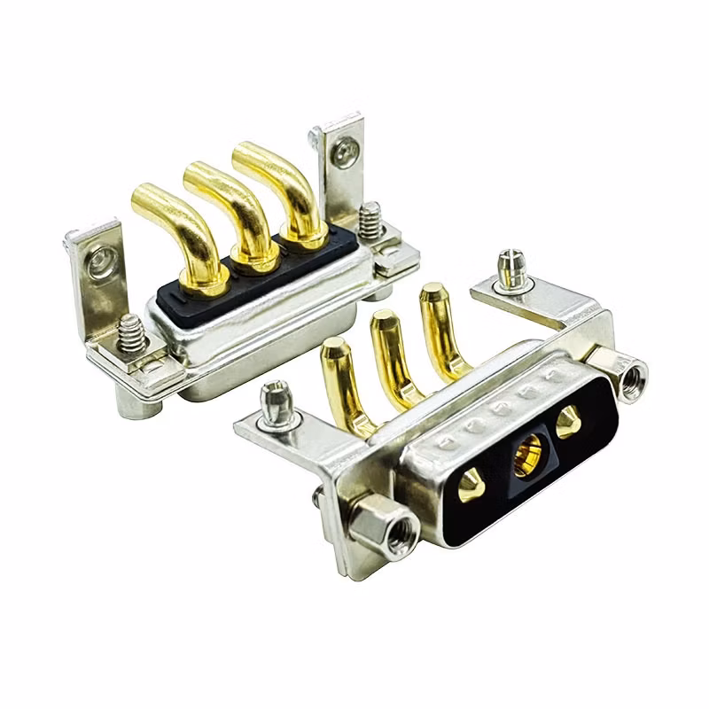 D-SUB High Current Connector 3W3 Male Female Bent Plug-in Solid Pin Gold-Plated 3-Pin Industrial PCB Connector