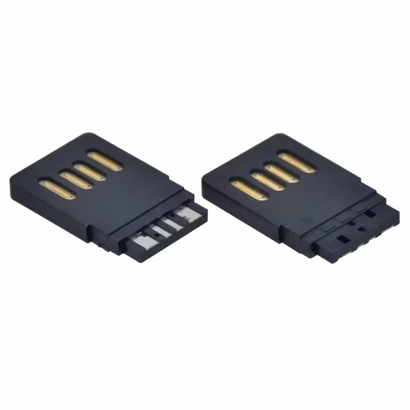 USB 2.0 Type a Male Connector 4 Pad Double Side Insertion Gold Finger Fully Plastic Edge Connector Short Model Plug