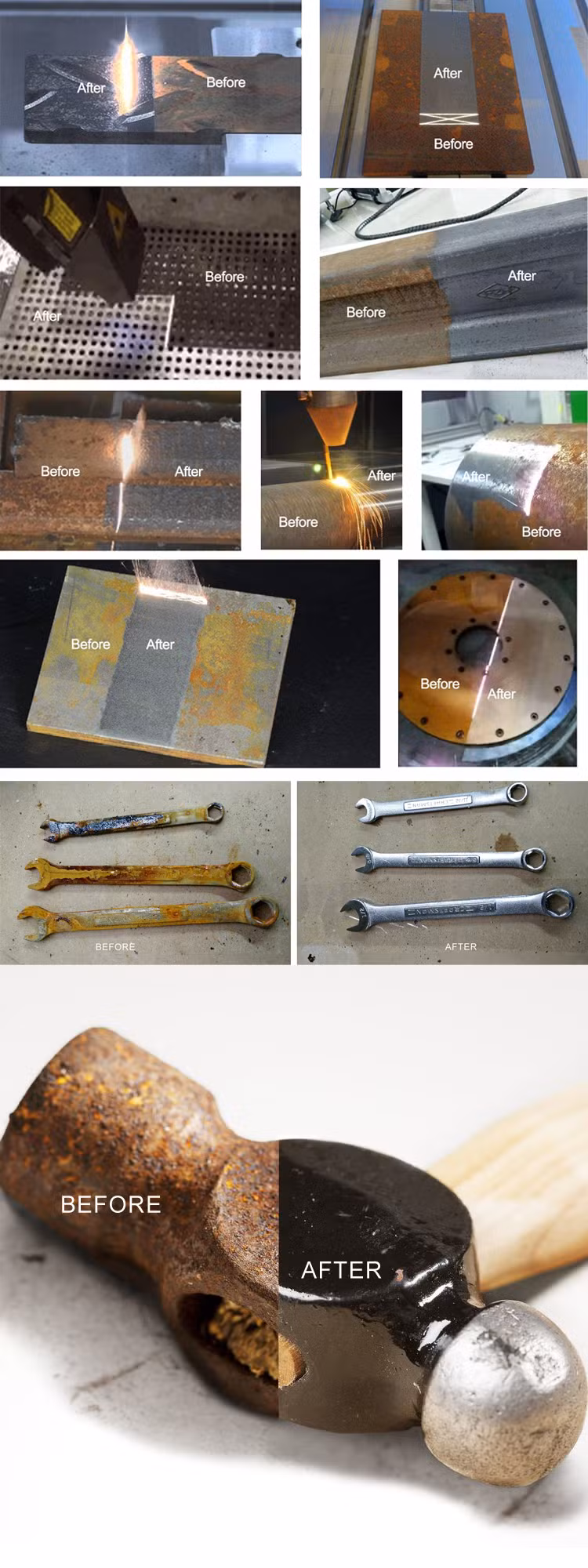 Metal Rust Removal Oxide Painting Coating Removal 1000W 1500W 2000W 3000W Laser Cleaning Machine