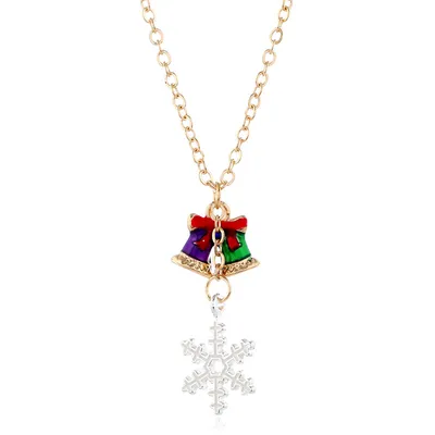 Christmas Ornaments All-Match Bells Snowflake Necklace Pendant Deer Head Earring <a href='/jewelry-set/'>Jewelry Set</a>