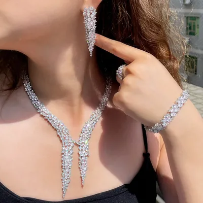 Us Diamond Dubai Jewelry Set Women′s Bridal Accessories Wedding Party Zircon Crystal Jewelry Set