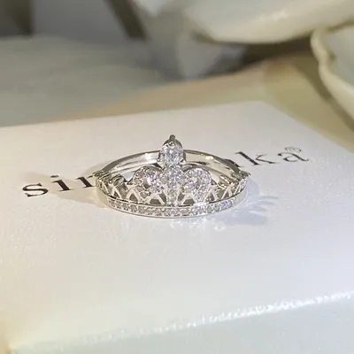 Wholesale Bridal Party Jewelry Princess Queen Crown Shape Design Brass Zircon Ring Jewelry for Women