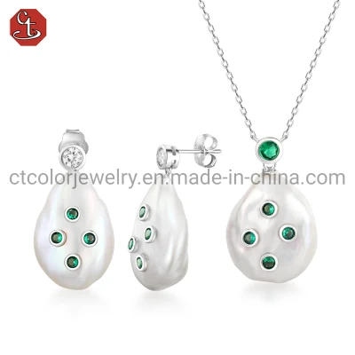 925 silver Elegant Baroque pearl pendent  <a href='/jewelry-set/'>Jewelry Set</a> for girls