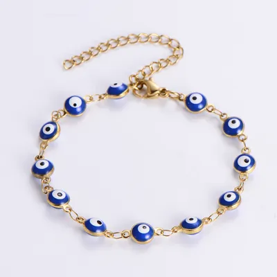 Evil Eye Stainless Steel <a href='/bracelet/'>Bracelet</a> Women′s 18K Gold Plated Round Eyeball <a href='/evil-eye-bracelet/'>Evil Eye Bracelet</a>