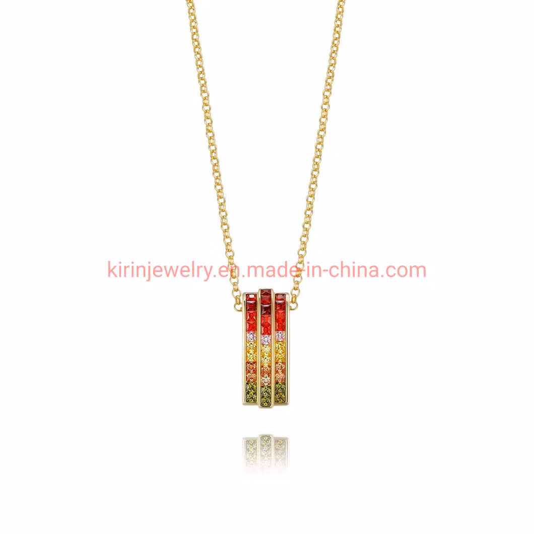Factory Price New Products Mix Colors Pendant Necklace 925 Sterling Silver Rainbow Choker Necklace for Women