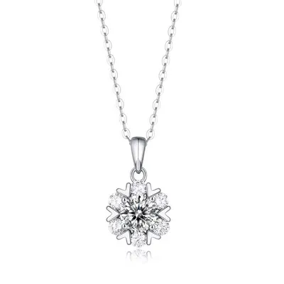 Peishang Monili pendenti in fiocco di neve lucido 925 Collana in Argento sterling Moissanite Per le donne