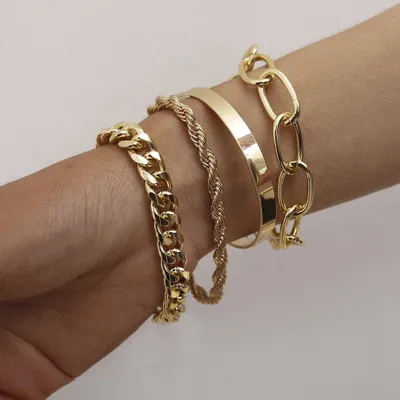 Bracciale personalizzato di moda oro Set Gioielli in metallo Bangles