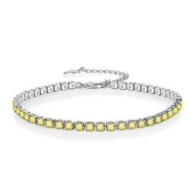 Squisito braccialetto Zircon a fila singola, bianco oro colorato CZ bracciale da 3 mm con catena da tennis