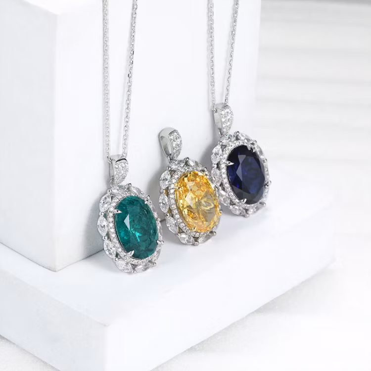 S925 Silver Fashion Luxury Ice Flower Cut Big Yellow Diamond Topaz Pigeon Egg High Quality 8A Cubic Zirconia 18K Gold Plating Ring Necklace Fine Jewelry Set