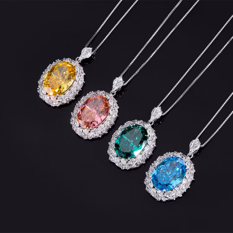 S925 Silver Fashion Luxury Ice Flower Cut Big Yellow Diamond Topaz Pigeon Egg High Quality 8A Cubic Zirconia 18K Gold Plating Ring Necklace Fine Jewelry Set