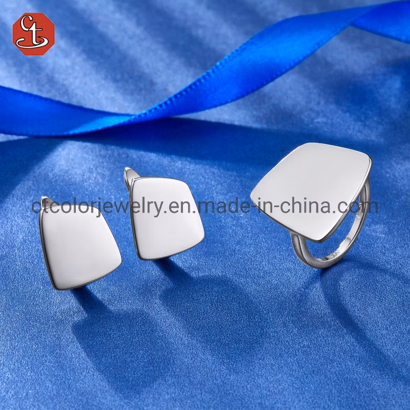 New design sterling silver set ring earrings light gold jewelry set for gifts