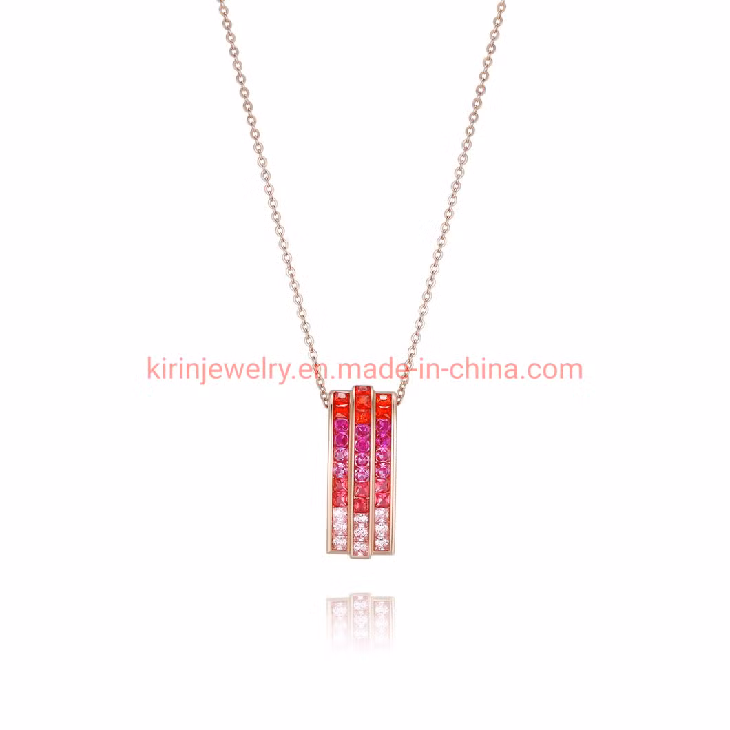 Factory Price New Products Mix Colors Pendant Necklace 925 Sterling Silver Rainbow Choker Necklace for Women