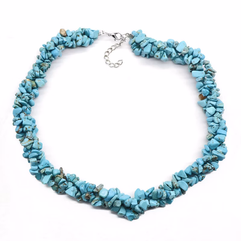 Semi Precious Stone Natural Crystal Amethyst Three Strand Chips Beaded Necklace Jewelry