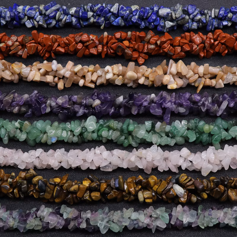 Semi Precious Stone Natural Crystal Amethyst Three Strand Chips Beaded Necklace Jewelry