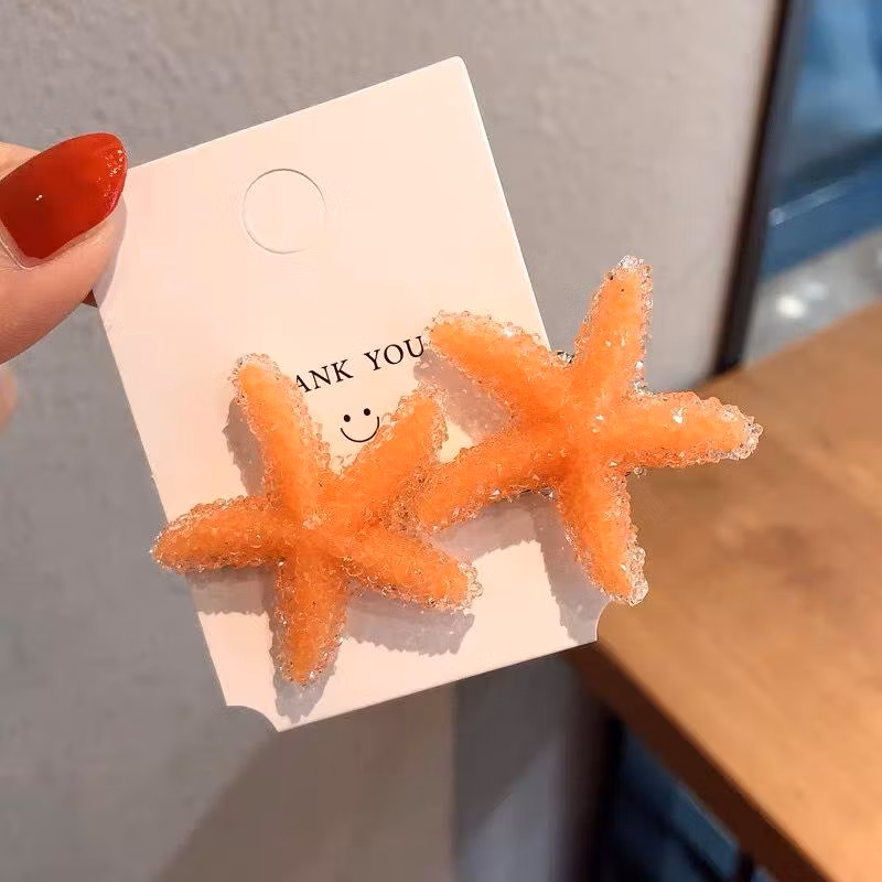 Wholesale Plastic Clip Colorful Starfish Sweet Little Girl Hair Accessories Beautiful Little Clip