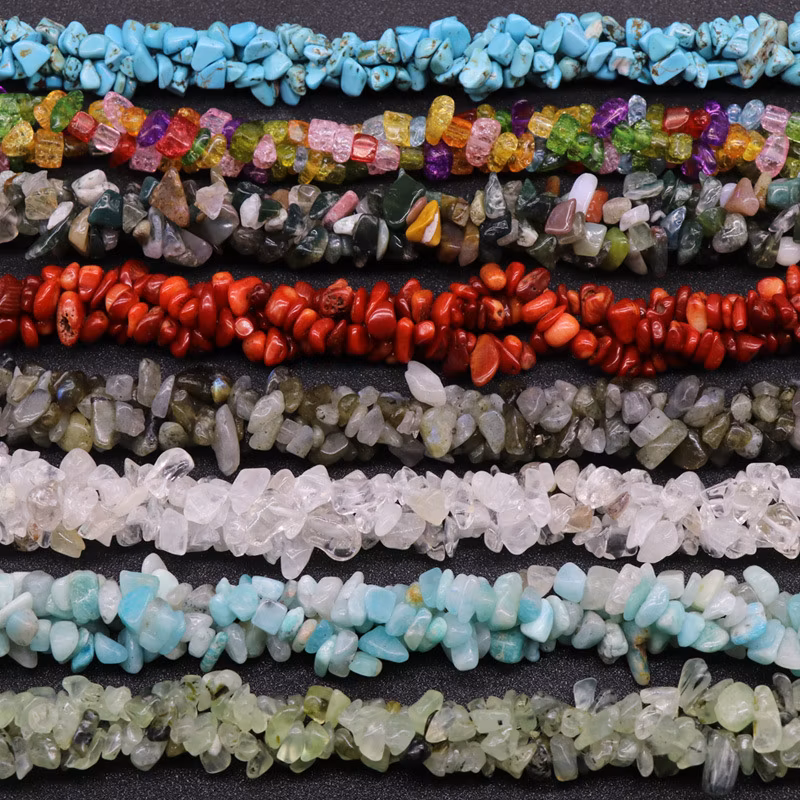 Semi Precious Stone Natural Crystal Amethyst Three Strand Chips Beaded Necklace Jewelry