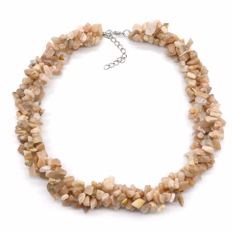 Semi Precious Stone Natural Crystal Amethyst Three Strand Chips Beaded Necklace Jewelry