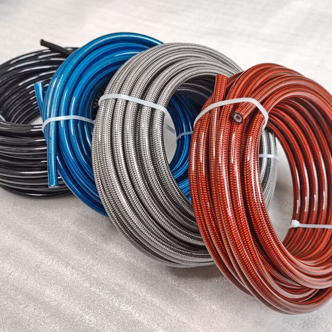 Racing Motorcyle ATV Brake System High Pressure Stainless Steel 304 10mm Banjo to Banjo Colored Stainless Steel Braided PTFE Inner Tube Brake Hose Assembly