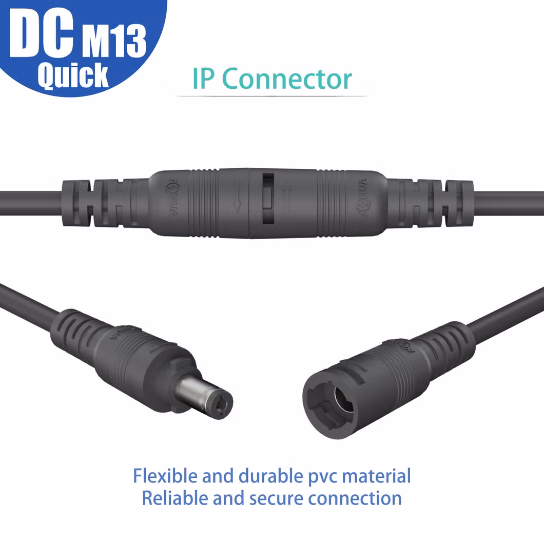 M13 Electric Male Female DC Quick Lock Cable 22AWG 24AWG Power Connector