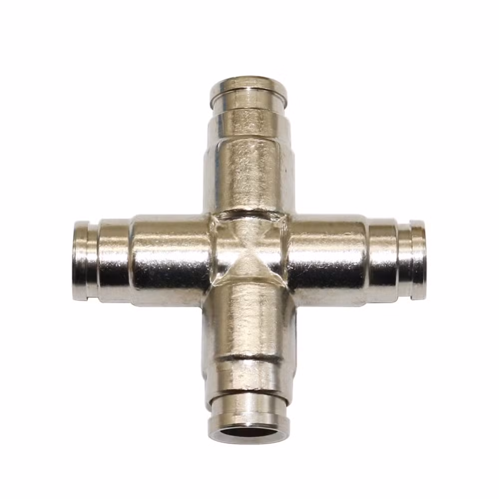 3/8 Inch Quick Coupling Slip Lock 4 Way Quick Connector for 9.52mm Pipe Fitting Cross Garden Irrigation Hose Splitter