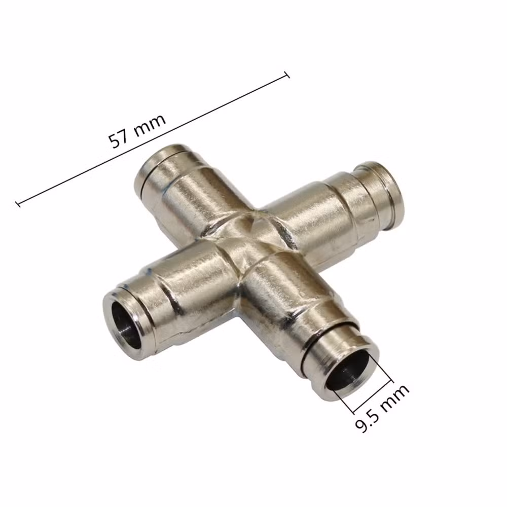 3/8 Inch Quick Coupling Slip Lock 4 Way Quick Connector for 9.52mm Pipe Fitting Cross Garden Irrigation Hose Splitter