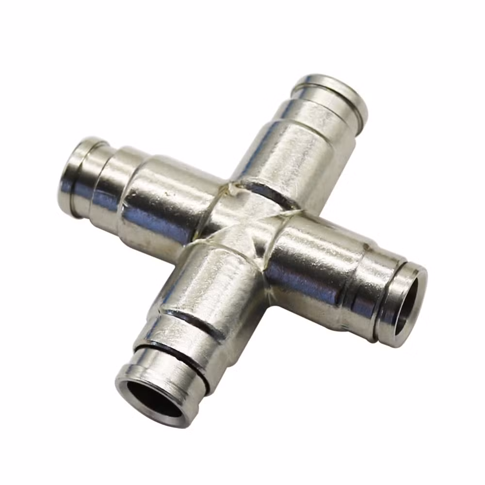 3/8 Inch Quick Coupling Slip Lock 4 Way Quick Connector for 9.52mm Pipe Fitting Cross Garden Irrigation Hose Splitter