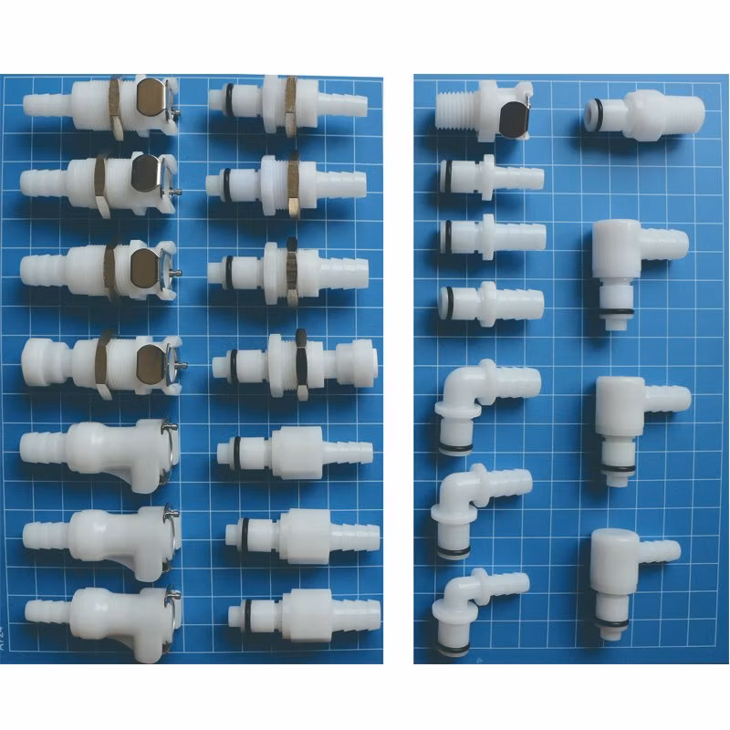 Mfd16 POM Fluid Water Quick Connect Shut off Panel Mount Quick Disconnect Air Bulkhead Barbed Fittings