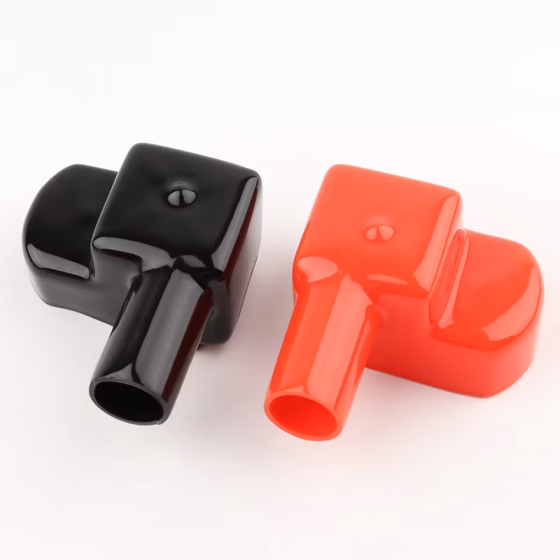 Universal Insulated PVC Car Battery Terminal Cap Negative Positive Rubber Protector`Terminal Covers for Van Truck Rvs Motorhome Caravan Left Black Right Red