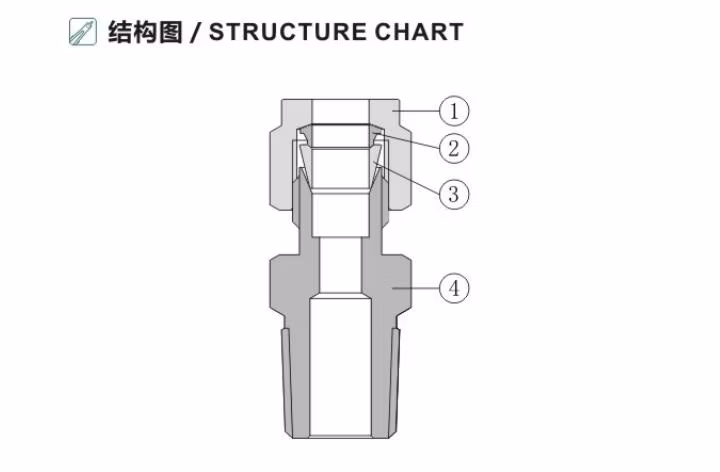 High Pressure PT and NPT Thread Double Ferrule Tube Connector 316L Stainless Steel Hydraulic Fittings