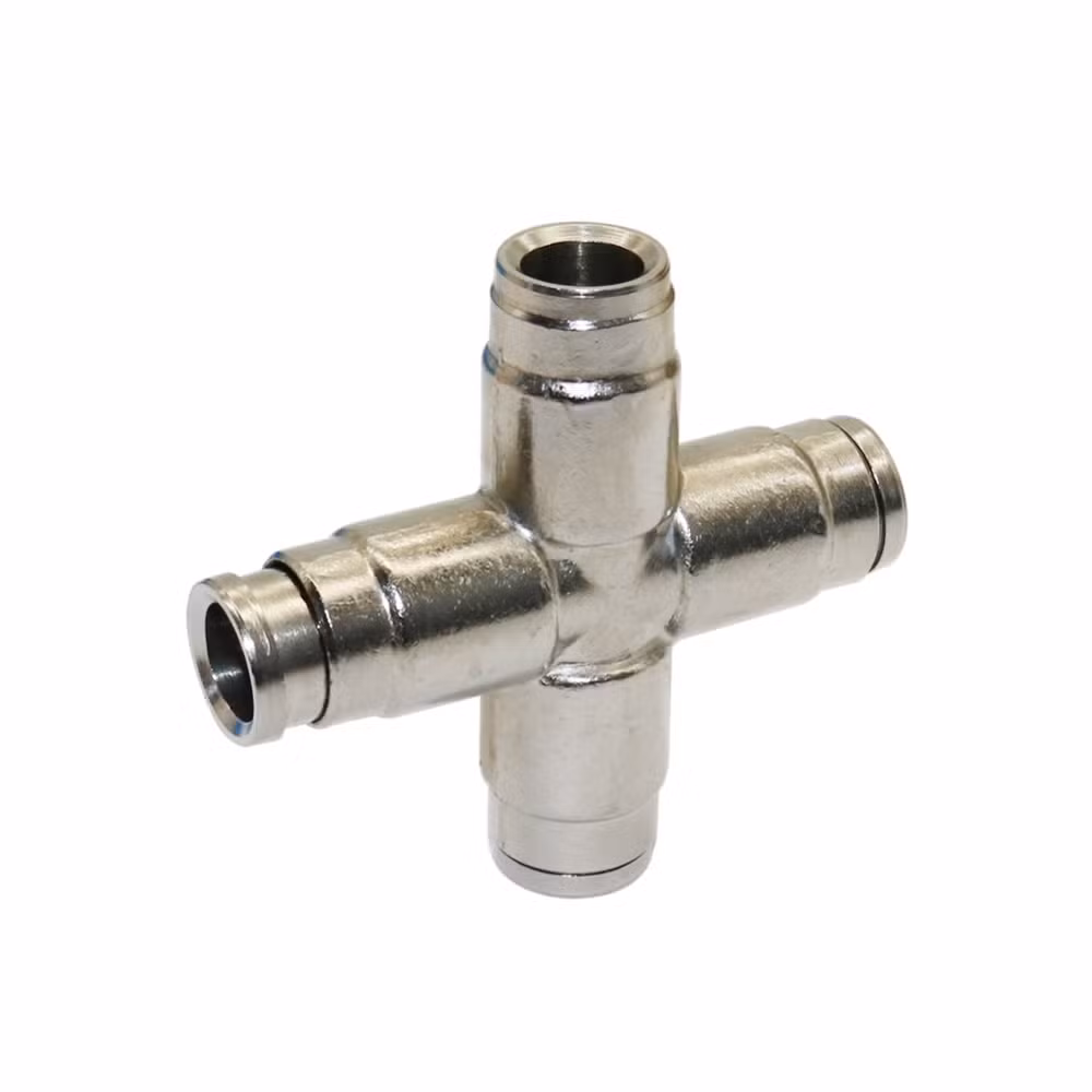 3/8 Inch Quick Coupling Slip Lock 4 Way Quick Connector for 9.52mm Pipe Fitting Cross Garden Irrigation Hose Splitter