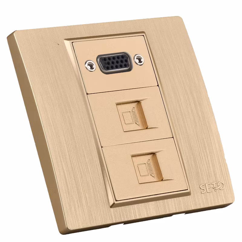 Seto Model 86 VGA Direct Plug with 2-Bit Class 5 Computer Network Socket RJ45 Computer Network Cable Panel Socket Face Plate