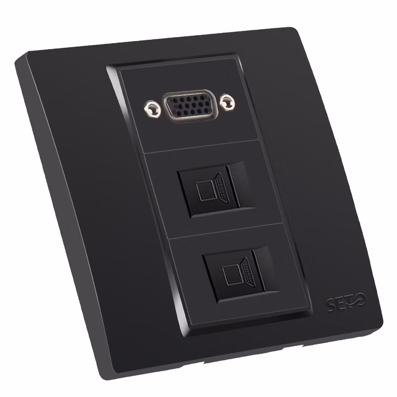 Seto Model 86 VGA Direct Plug with 2-Bit Class 5 Computer Network Socket RJ45 Computer Network Cable Panel Socket Face Plate
