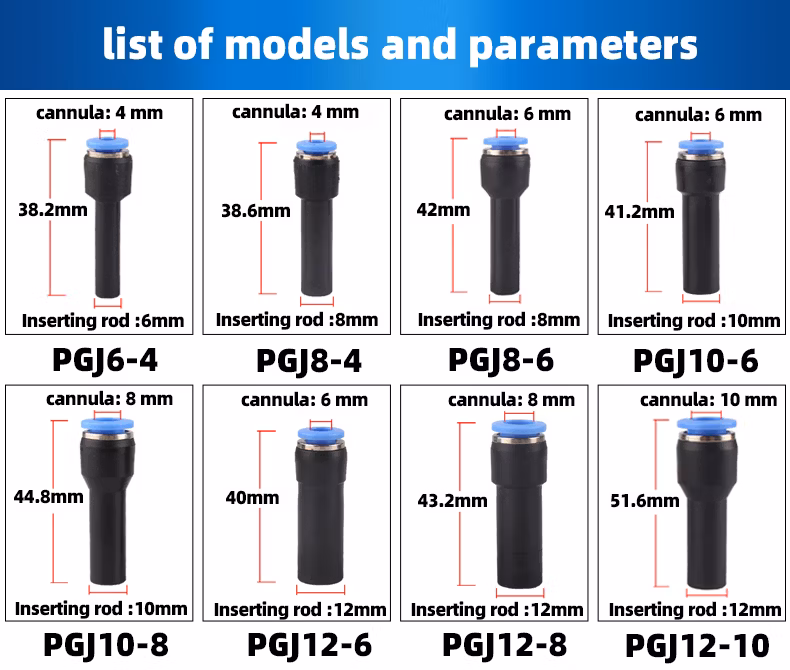 Blue Plastic Pneumatic Quick Straight Plug Reducer Fittings Air Hose Connectors
