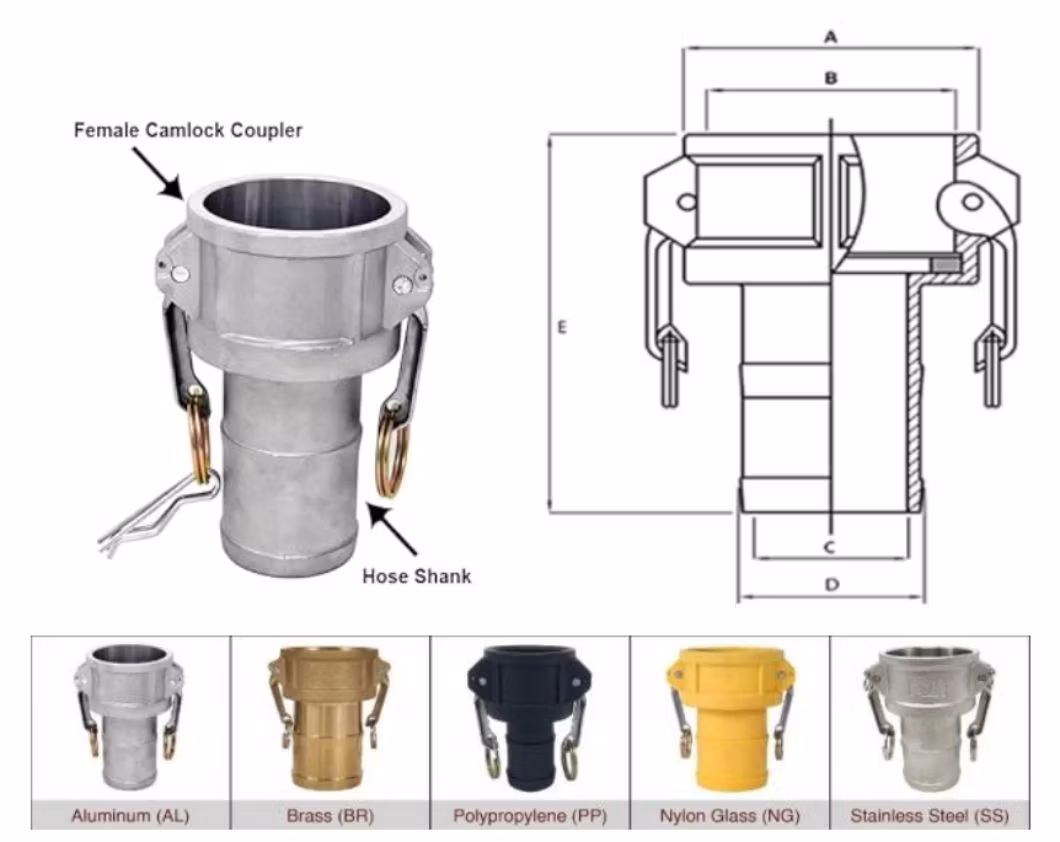 Closed End Type DC Stainless Steel Female Camlock Quick Disconnect Coupling