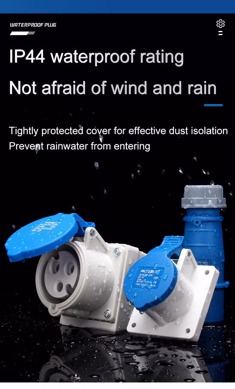 High-End International Standard IP44 16A 3-Hole Industrial Waterproof Plug