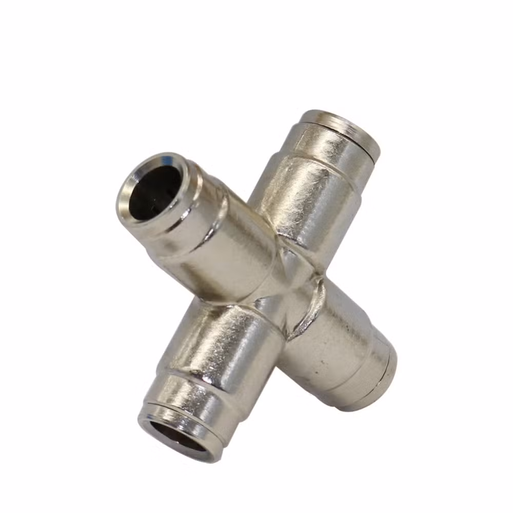 3/8 Inch Quick Coupling Slip Lock 4 Way Quick Connector for 9.52mm Pipe Fitting Cross Garden Irrigation Hose Splitter