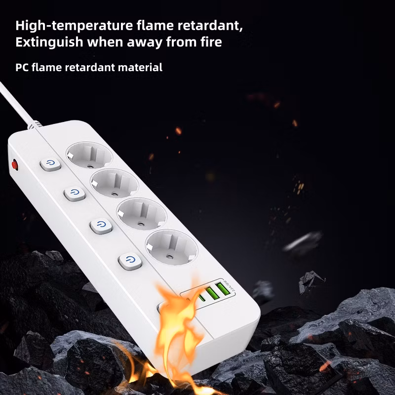 European Standard Multi USB Plug Socket Plug Board Household Intelligent 4 Outlets Row of Plugs