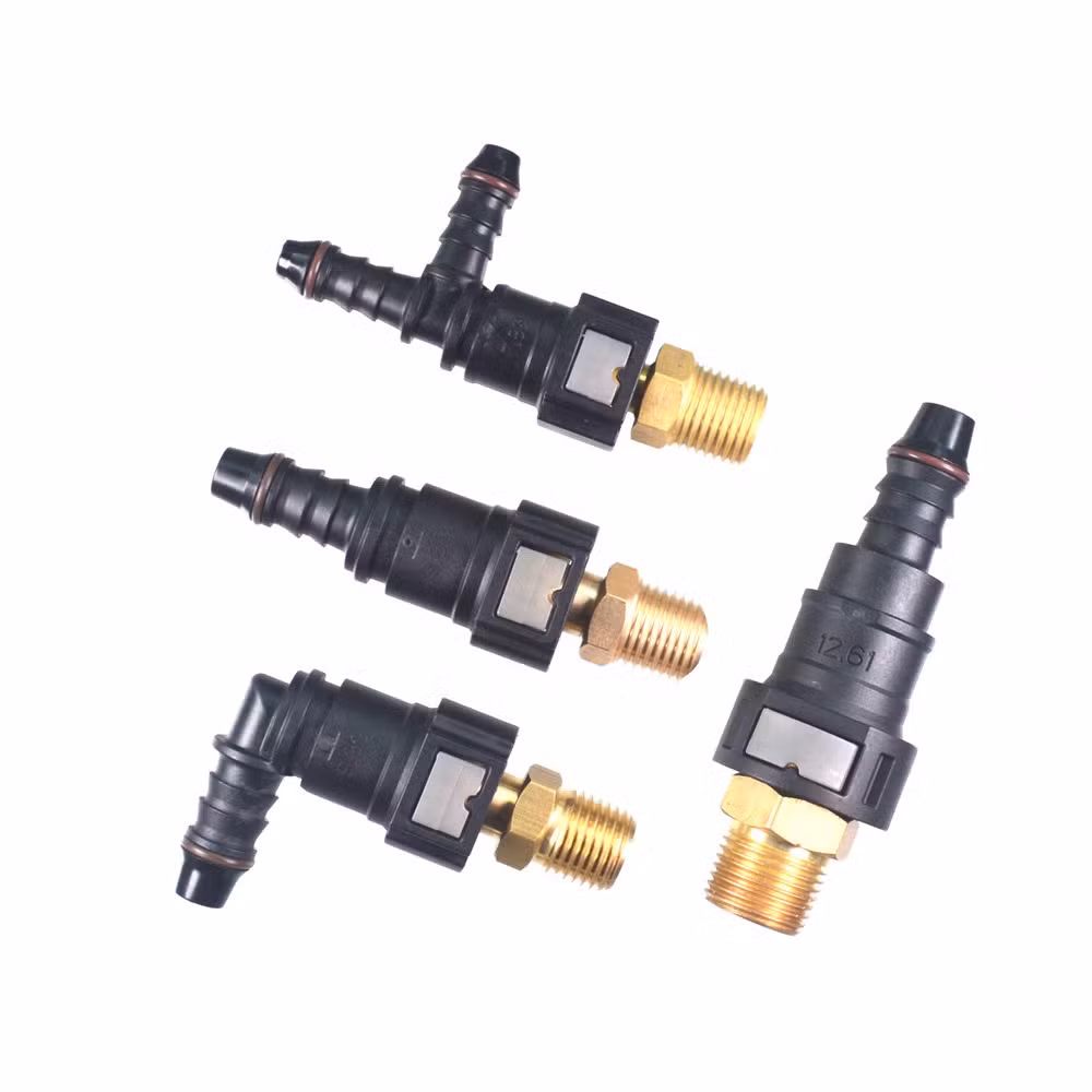 Hot Selling Automotive Parts Engine Spare 2 Button QC Customization Diesel Corrugated Fuel Hose Injector Connector