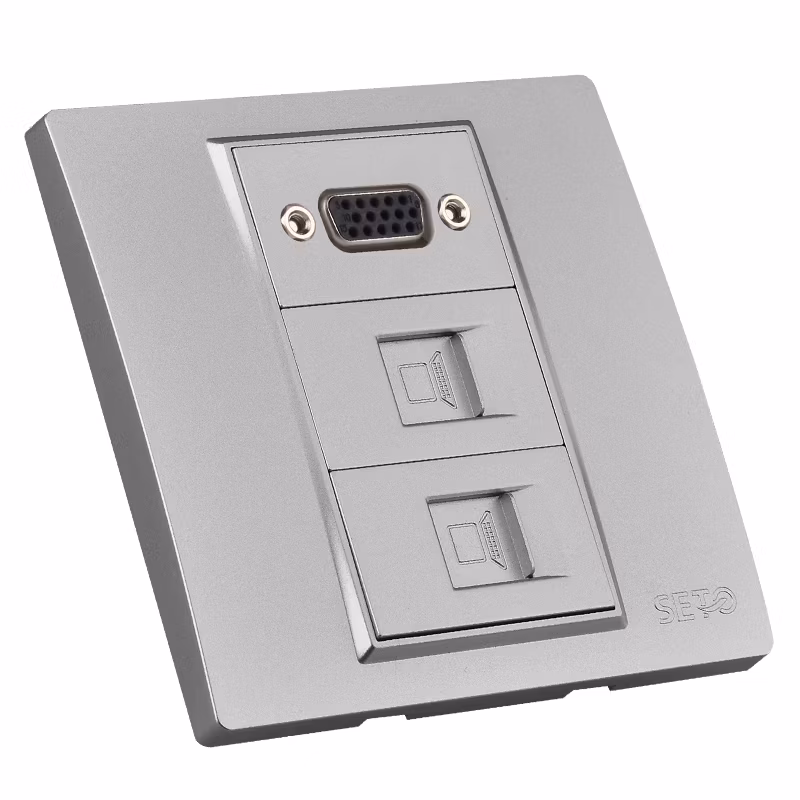 Seto Model 86 VGA Direct Plug with 2-Bit Class 5 Computer Network Socket RJ45 Computer Network Cable Panel Socket Face Plate
