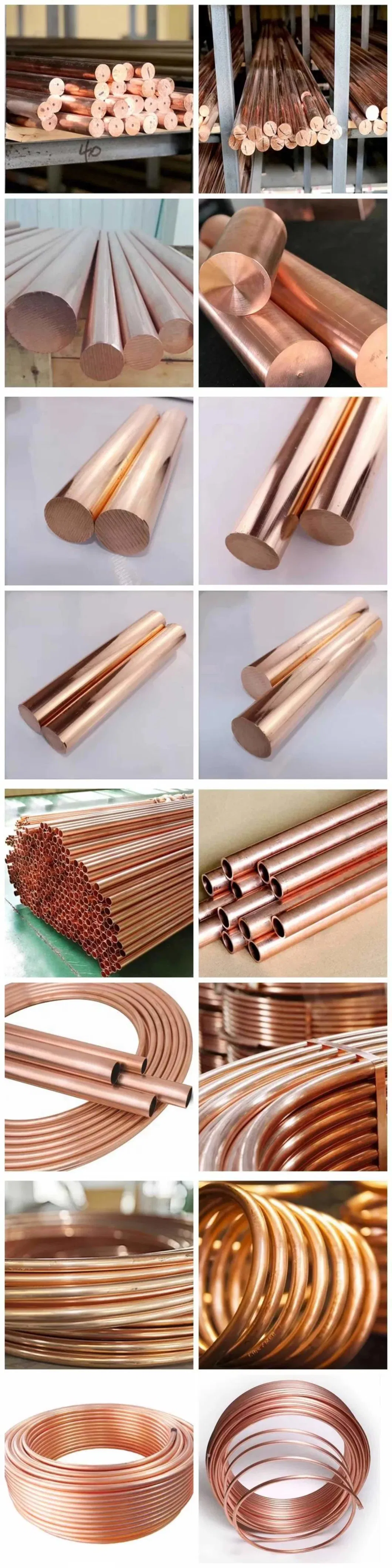 Copper Sheet/Plate/ Pipe/Tube Factory Price Seamless Copper Tube Air Conditioner and Refrigeration Equipment