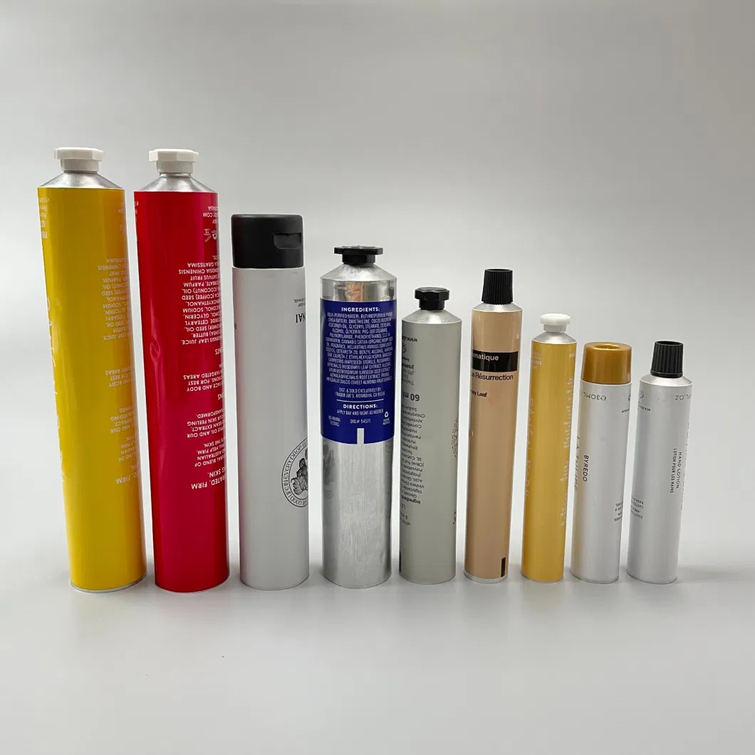 Factory Price Glossy Printing Aluminum Collapsible Tube with Inner Lacquer Soft Cosmetic Packaging Container